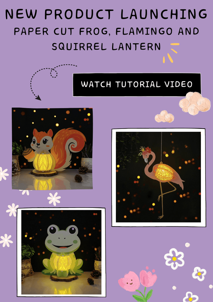 NEW PRODUCT LAUNCHING: Paper Cut Frog, Flamingo and Squirrel Lantern - LightboxGoodman