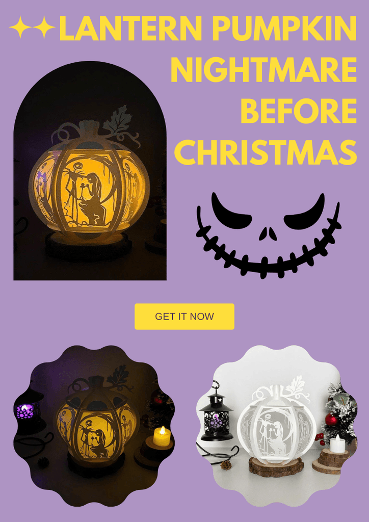 Free Templates - Lantern Pumpkin Nightmare Before Christmas - Paper Cut File - LightBoxGoodMan