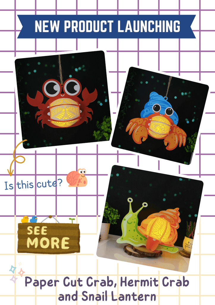 NEW PRODUCT LAUNCHING: Paper Cut Crab, Hermit Crab and Snail Lantern - LightboxGoodman