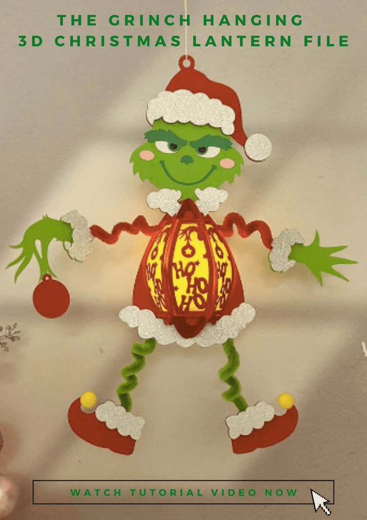 Free Templates - The Grinch Hanging - 3D Christmas Lantern File - LightBoxGoodMan