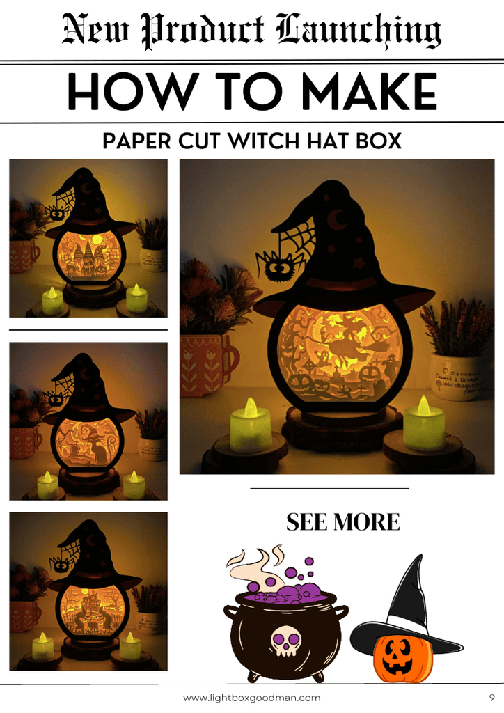 NEW PRODUCT LAUNCHING: How To Make Paper Cut Witch Hat Box - Lightboxgoodman