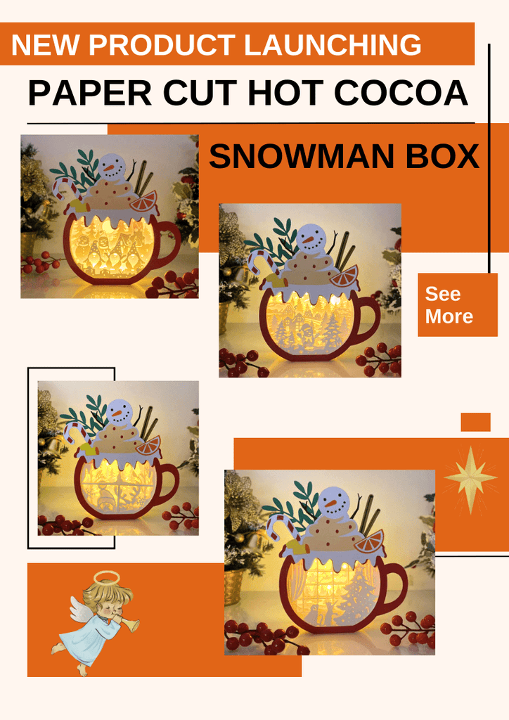 NEW PRODUCT LAUNCHING: Paper Cut Hot Cocoa Snowman Box - LightboxGoodman