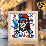 4th Of July Skeleton – Paper Cut Light Box File - Cricut File - 8x8 inches - LightBoxGoodMan - LightboxGoodman