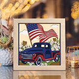 4th Of July Truck – Paper Cut Light Box File - Cricut File - 8x8 inches - LightBoxGoodMan - LightboxGoodman