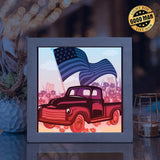 4th Of July Truck – Paper Cut Light Box File - Cricut File - 8x8 inches - LightBoxGoodMan - LightboxGoodman