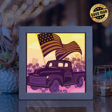 4th Of July Truck – Paper Cut Light Box File - Cricut File - 8x8 inches - LightBoxGoodMan - LightboxGoodman