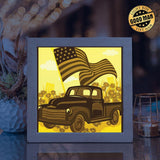 4th Of July Truck – Paper Cut Light Box File - Cricut File - 8x8 inches - LightBoxGoodMan - LightboxGoodman