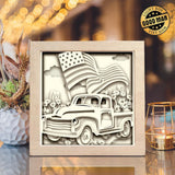 4th Of July Truck – Paper Cut Light Box File - Cricut File - 8x8 inches - LightBoxGoodMan - LightboxGoodman