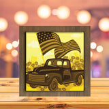 4th Of July Truck - Paper Cutting Light Box - LightBoxGoodman - LightboxGoodman