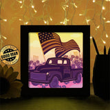 4th Of July Truck - Paper Cutting Light Box - LightBoxGoodman - LightboxGoodman