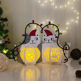 Couple Cat Xmas - 3D Christmas Lantern File - Cricut File 1 - LightBoxGoodMan