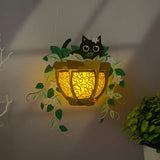 Cat n Plant Pot - 3D Christmas Lantern File - Cricut File 1 - LightBoxGoodMan