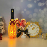 Champagne New year - 3D New Year Lantern File - Cricut File 1 - LightBoxGoodMan