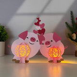 Pig Couple - 3D Love Lantern File - Cricut File 1 - LightBoxGoodMan