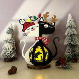 Couple Cat Xmas - 3D Christmas Lantern File - Cricut File 2 - LightBoxGoodMan