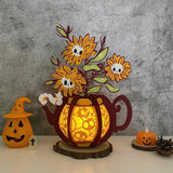 Sunflower Skull - 3D Kettle Papercut Lantern File - Cricut File 4 - LightBoxGoodMan