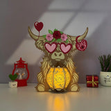 Highland Cow Valentine - 3D Love Lantern File - Cricut File 1 - LightBoxGoodMan