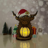 Highland Cow Christmas - 3D Christmas Lantern File - Cricut File 1 - LightBoxGoodMan