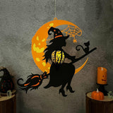 Witch On Broom - 3D Witch Lantern File - Cricut File 1 - LightBoxGoodMan