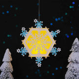 Snowflake - 3D Christmas Hexagon Lantern File  - Cricut File 1 - LightBoxGoodMan