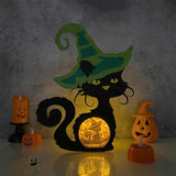 Witch Cat - 3D Witch Cat Papercut Light Box File - Cricut File - LightBoxGoodMan