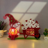 Gnome Wheelbarrow - 3D Love Lantern File - Cricut File 1 - LightBoxGoodMan