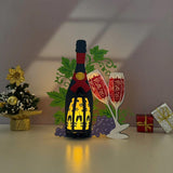 Wine Bottle - 3D New Year Lantern File - Cricut File 1 - LightBoxGoodMan