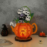 Cat Halloween - 3D Kettle Papercut Lantern File - Cricut File 2 - LightBoxGoodMan