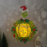 Grinch Wreath - 3D Xmas Wreath Lantern File - Cricut File 2 - LightBoxGoodMan