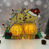 Couple Dog Xmas - 3D Christmas Lantern File - Cricut File 1 - LightBoxGoodMan