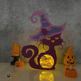 Pumpkin - 3D Witch Cat Papercut Light Box File - Cricut File - LightBoxGoodMan