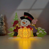 Snowman And Kid Christmas - 3D Christmas Lantern File  - Cricut File 1 - LightBoxGoodMan