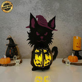 The Sly Witch Cat - 3D Witch Cat Lantern File - Cricut File 1 - LightBoxGoodMan