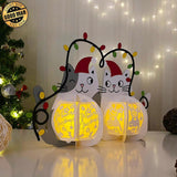 Couple Cat Xmas - 3D Christmas Lantern File - Cricut File 1 - LightBoxGoodMan