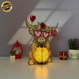 Highland Cow Valentine - 3D Love Lantern File - Cricut File 1 - LightBoxGoodMan