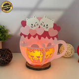 Cat Couple - Valentine Themed 3D Hot Cocoa Lantern File - Cricut File 1 - LightBoxGoodMan