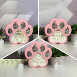 Pack 3 Cat Memorial - Paw-shaped Papercut Lightbox File - 7.6x8" - Cricut File - LightBoxGoodMan