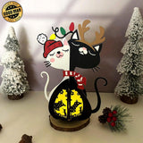 Couple Cat Xmas - 3D Christmas Lantern File - Cricut File 2 - LightBoxGoodMan