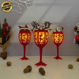 Wine Glasses - 3D Christmas Lantern File - Cricut File 1 - LightBoxGoodMan