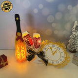 Champagne New year - 3D New Year Lantern File - Cricut File 1 - LightBoxGoodMan