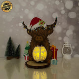 Highland Cow Christmas - 3D Christmas Lantern File - Cricut File 1 - LightBoxGoodMan