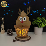 Reindeer - 3D Christmas Cupcake Papercut Lantern File - Cricut File 0 - LightBoxGoodMan