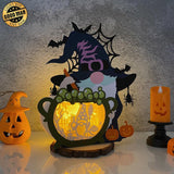 Gnome Halloween 2 - 3D Witch Gnome Papercut Light Box File - Cricut File - LightBoxGoodMan