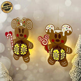 Pack 2 Gingerbread Mickey and Minnie - 3D Christmas Lantern File - Cricut File - LightBoxGoodMan