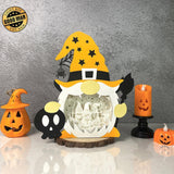 Gnome Halloween 1 - 3D Witch Gnome Papercut Light Box File - Cricut File - LightBoxGoodMan