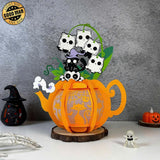 Cat Halloween - 3D Kettle Papercut Lantern File - Cricut File 2 - LightBoxGoodMan