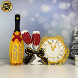 Champagne New year - 3D New Year Lantern File - Cricut File 1 - LightBoxGoodMan