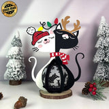 Couple Cat Xmas - 3D Christmas Lantern File - Cricut File 2 - LightBoxGoodMan