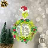 Grinch Wreath - 3D Xmas Wreath Lantern File - Cricut File 2 - LightBoxGoodMan