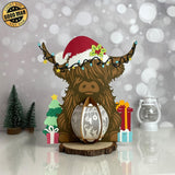 Highland Cow Christmas - 3D Christmas Lantern File - Cricut File 1 - LightBoxGoodMan